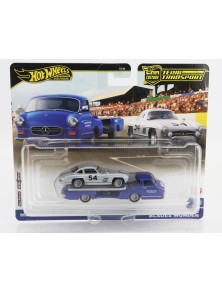 MERCEDES BENZ - TRUCK CAR TRANSPORTER WITH 300SL N 54 RACING 1955 - BLUE SILVER