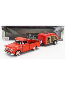 CHEVROLET - APACHE PICK-UP WITH TRAILER ROULOTTE 1958 - DARK ORANGE