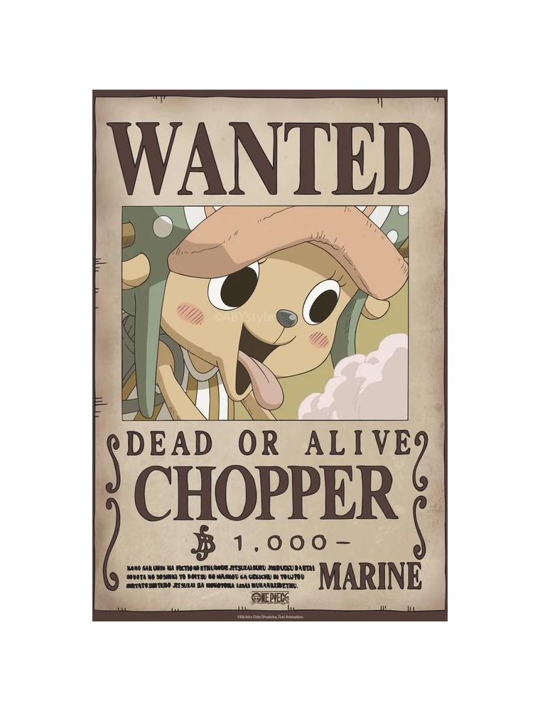 One Piece Poster Wanted Chopper Wano 52 x 38 cm Gbeye