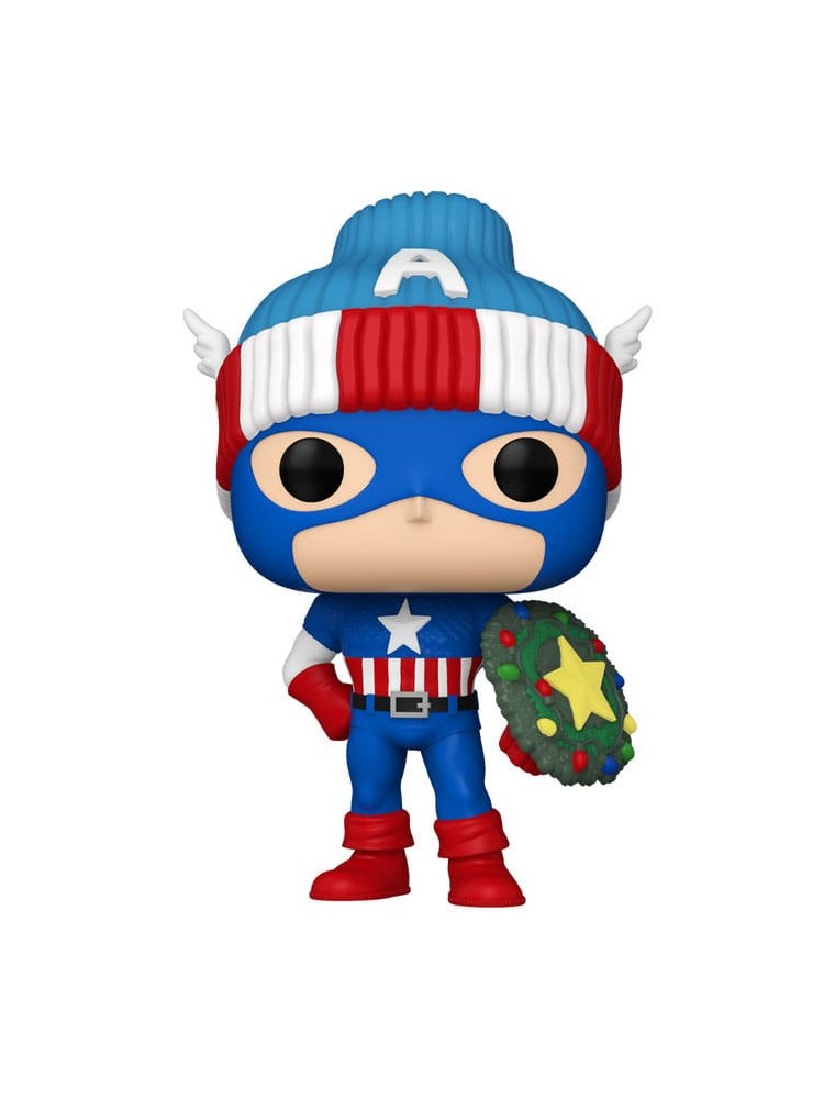 Marvel Pop! Vinile Figura Holiday Capt. America 9 Cm Funko