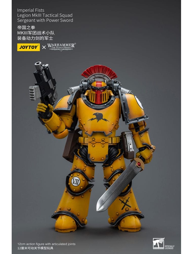 Warhammer The Horus Heresy Action Figura 1/18 Imperial Fists Legion Mkiii Tactical Squad Sergeant Con Power Sword 12 Cm Joy Toy