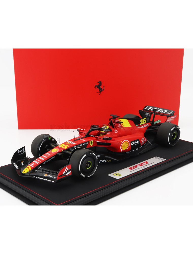 FERRARI - F1  SF-23 TEAM SCUDERIA FERRARI N 16 4th MONZA ITALY GP 2023 CHARLES LECLERC - CON VETRINA - WITH SHOWCASE - RED BLACK