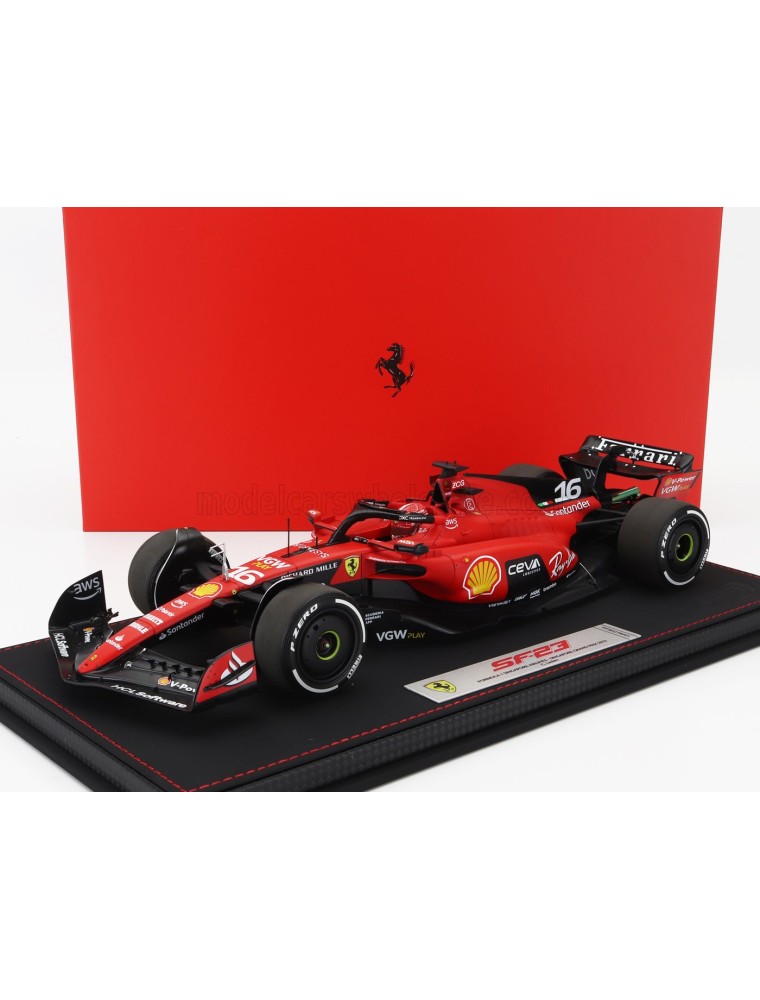 FERRARI - F1  SF-23 TEAM SCUDERIA FERRARI N 16 4th SINGAPORE GP 2023 CHARLES LECLERC - CON VETRINA - WITH SHOWCASE - RED BLACK