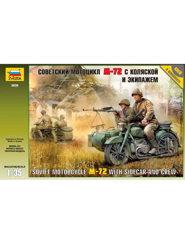 ZVEZDA - 1/35 Soviet Motorcycle M-72 with Sidecar and Crew