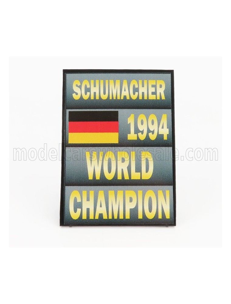 ACCESSORIES - F1  WORLD CHAMPION PLATE PIT BOARD - BENETTON B194 FORD MILD SEVEN N 5 SEASON 1994 MICHAEL SCHUMACHER - GREY BLACK