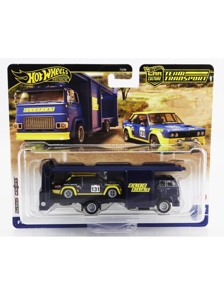 TRUCK - SECOND STORY LORRY CAR TRANSPORTER WITH FIAT 131 ABARTH N 131 1980 - BLUE YELLOW