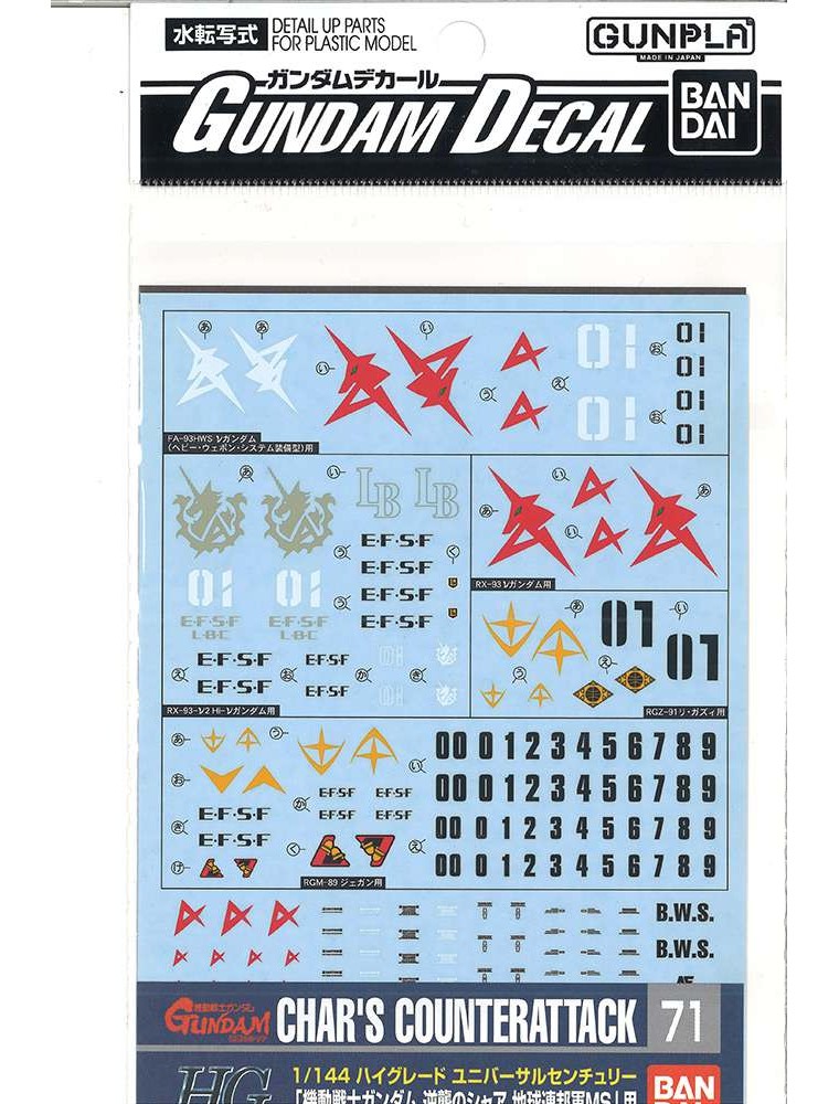 GUNDAM DECAL 71 CHARS C ATT EF 1/144