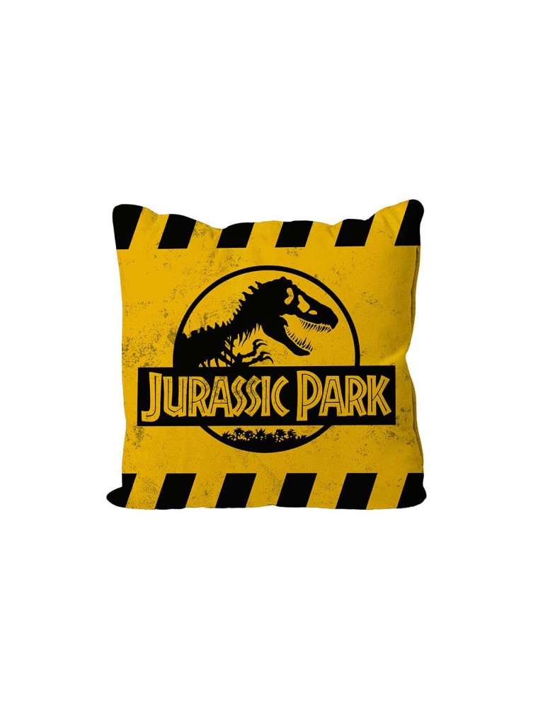 JURASSIC PARK CAUTION LOGO YELLOW CUSHIO