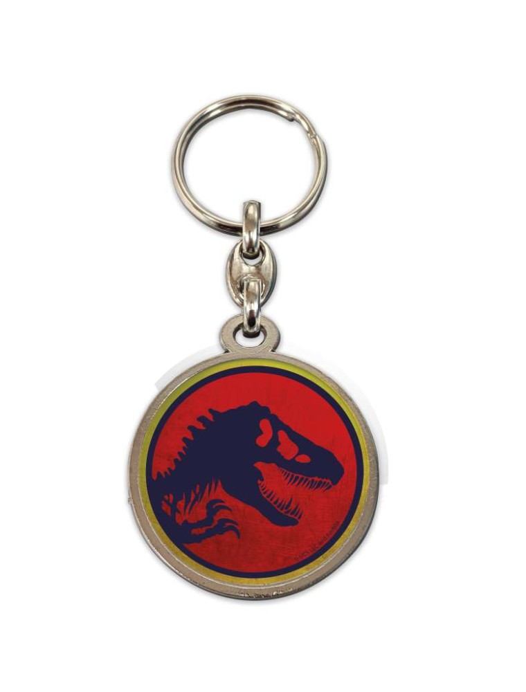 JURASSIC PARK LOGO ROUND METAL KEYCHAIN