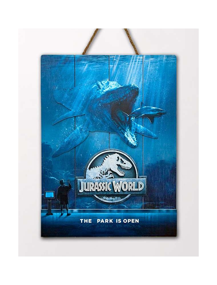 JURASSIC WORLD MOSSA WOODEN POSTER