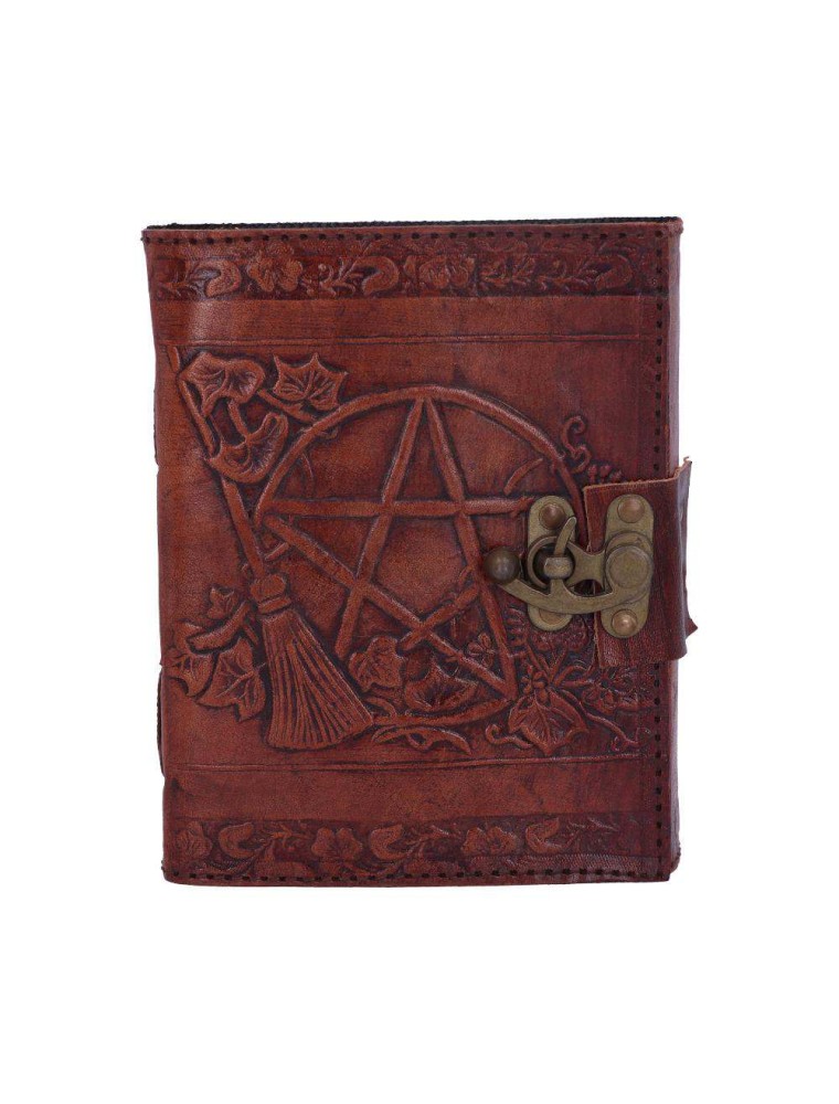 LEATHER DIARY EMBOSSED PENT/BROOM & LOCK