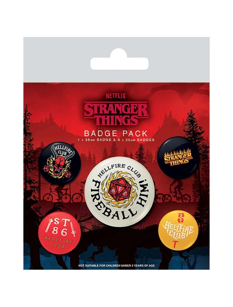 STRANGER THINGS HELLFIRE CLUB BADGE PACK