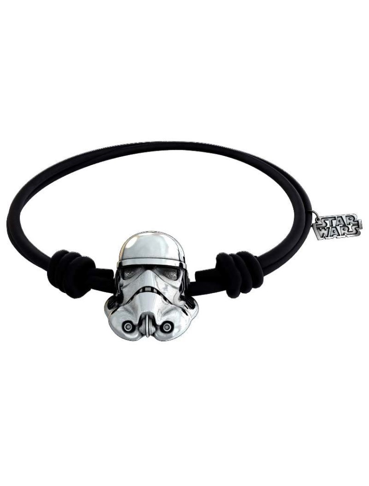 SW STORMTROOPER SILVER BRACELET BLCK RBR