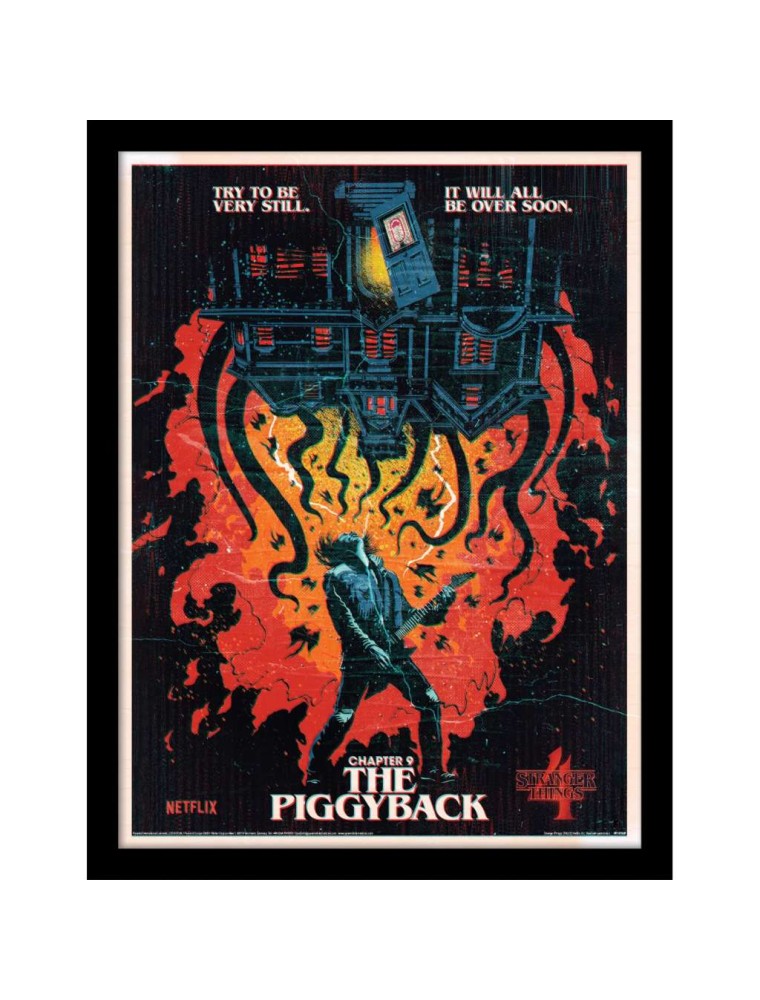 STRANGER THINGS 4 PIGGYBACK PRINT FRAMED