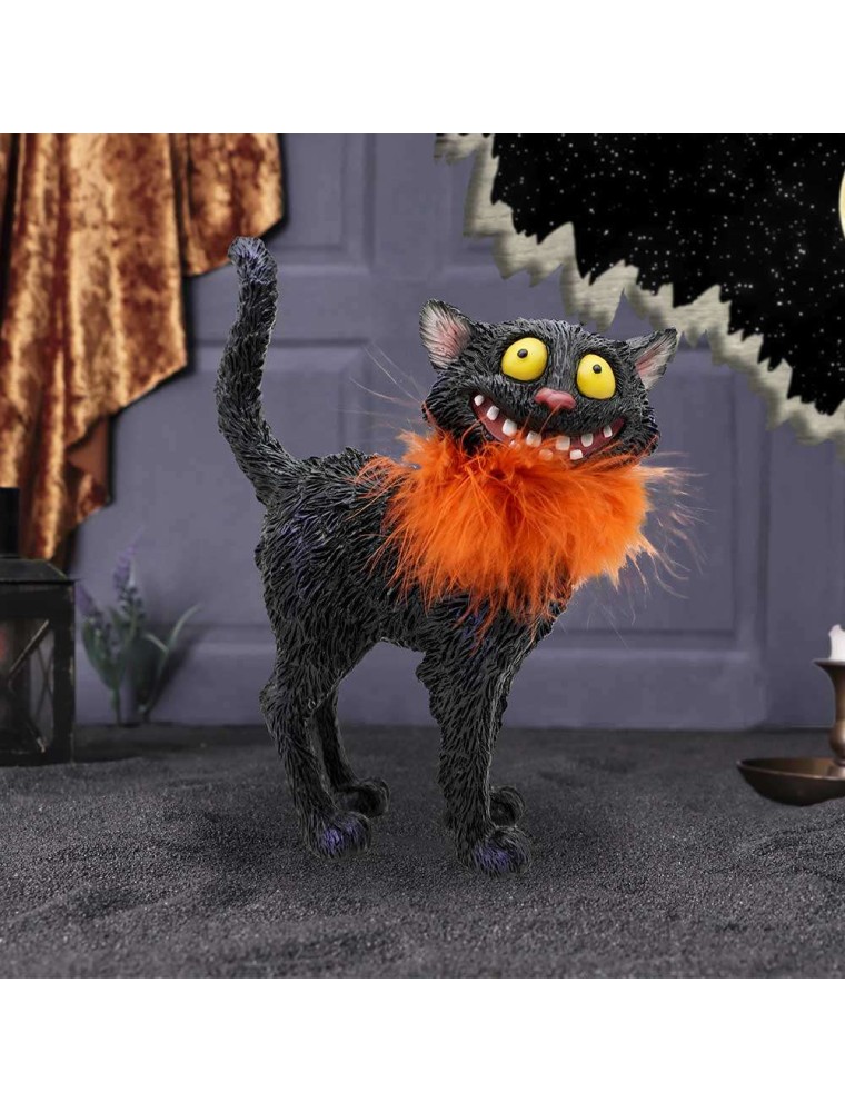 FURDINAND BLACK CAT FEATHER BOA FIGURINE