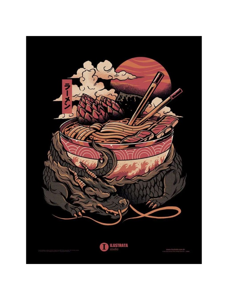 ILUSTRATA DRAGONS RAMEN COL PRINT FRMD