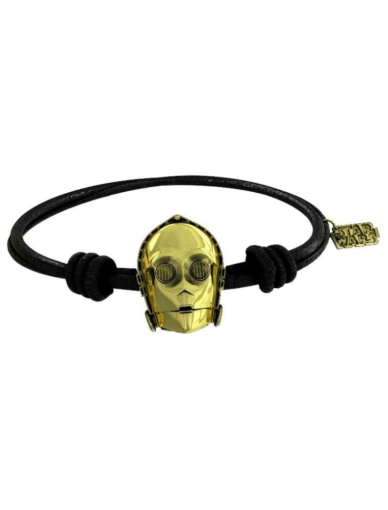 SW C-3PO GOLD BRACELET BLACK RUBBER