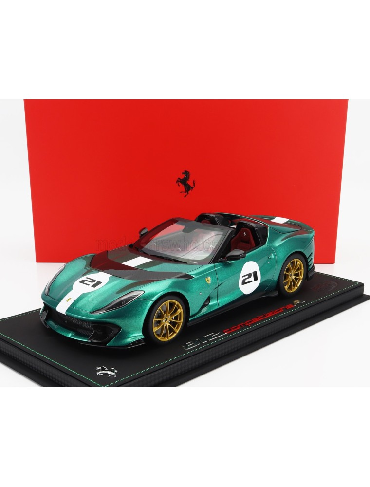 FERRARI - 812 COMPETIZIONE A N 21 SPIDER 2022 - CON VETRINA - WITH SHOWCASE - GREEN JEWEL MET WHITE