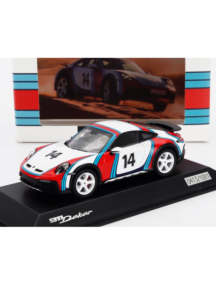 PORSCHE - 911 992 DAKAR COUPE N 14 MARTINI RACING LIVERY 2023 - WHITE RED BLUE - 1/43