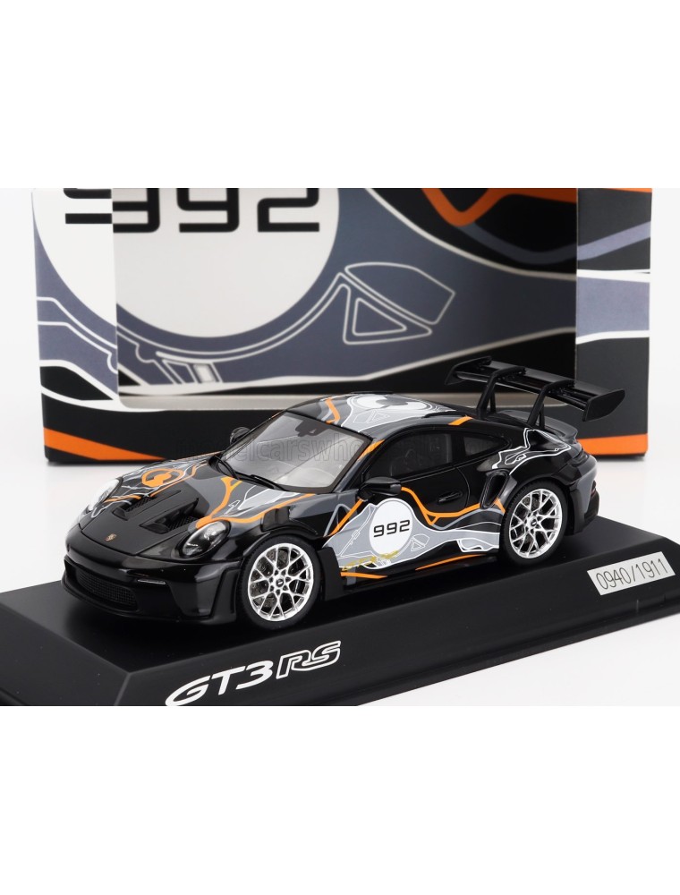 PORSCHE - 911 992 GT3 RS COUPE N 992 WEISSACH TEST TRACK 2023 - BLACK SILVER ORANGE - 1/43