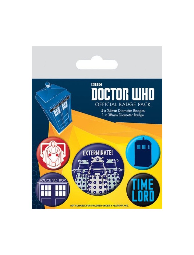 Doctor Who Pin-Back Buttons 5-Pack Exterminate Pyramid International