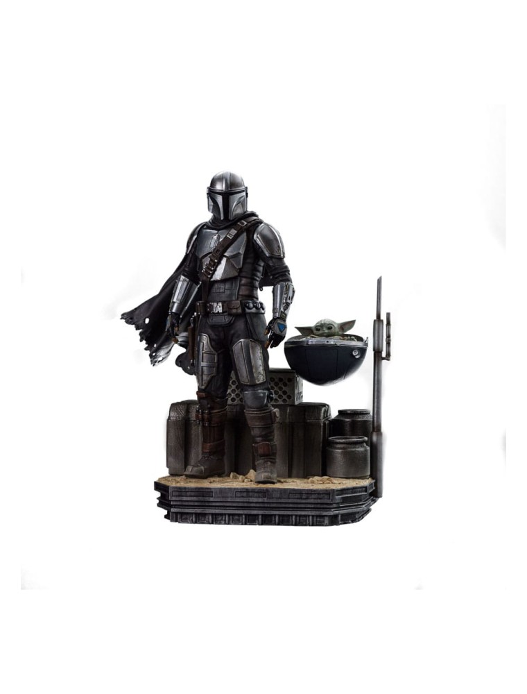 Star Wars The Mandalorian Scale Statua 1/10 Din Djarin E Din Grogu 21 Cm Iron Studios