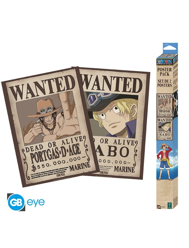 ONE PIECE - Set 2 Posters Chibi 52x38 - Wanted Sabo & Ace