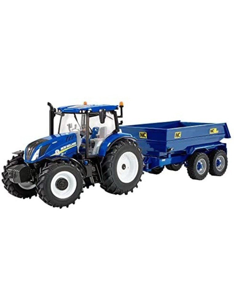 NEW HOLLAND - T6.175 CLOSED TRACTOR WITH NC TRAILER 2020 - BLUE - 1/32