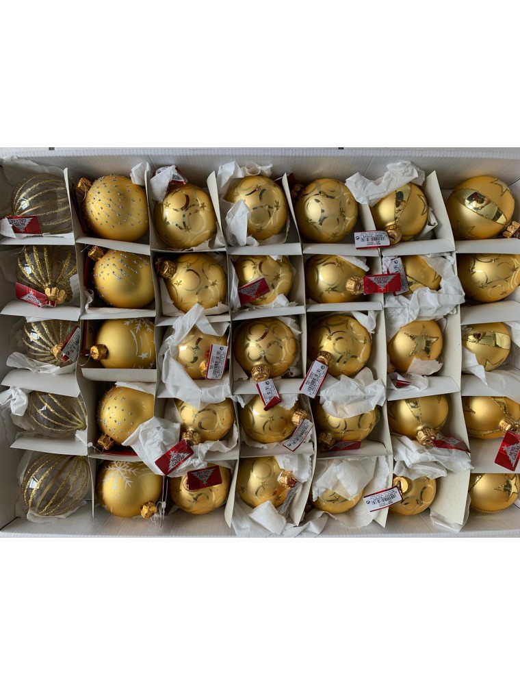 SET 105 PALLINE MISTE ORO CON BRILLANTINI 6 CM ADDOBBI NATALE