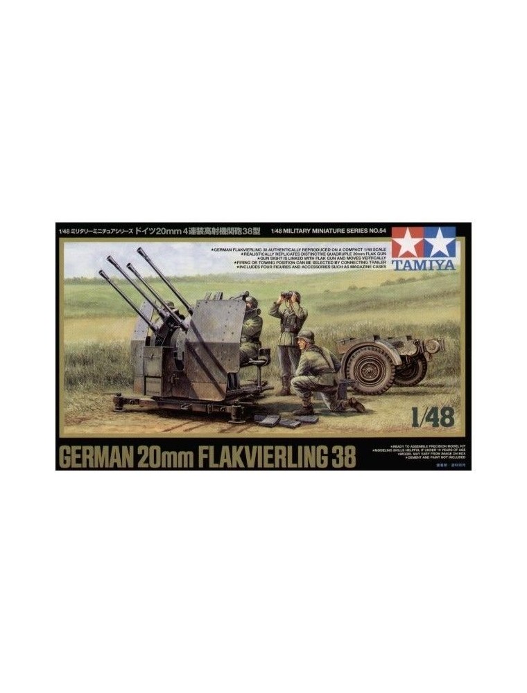 Tamiya TA32554 GERMAN 20 MM FLAKIVERLING 38 1/48 KIT DI MONTAGGIO Modellino