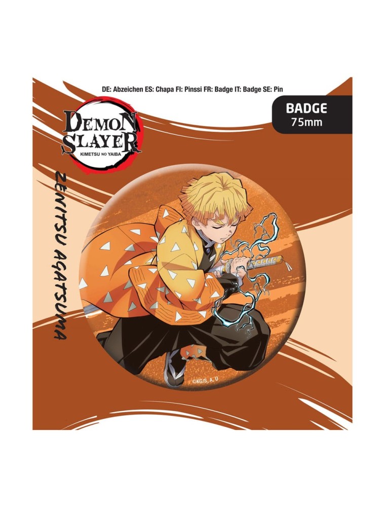 Demon Slayer: Kimetsu No Yaiba Spilla Badge Zenitsu Agatsuma 7.5 Cm Popbuddies