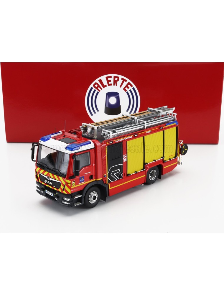 MAN - TGM 15.290 TANKER TRUCK SAPEURS POMPIERS FTP ROSENBAUER SDIS 45 LOIRES 2020 - RED YELLOW GREY - 1/43