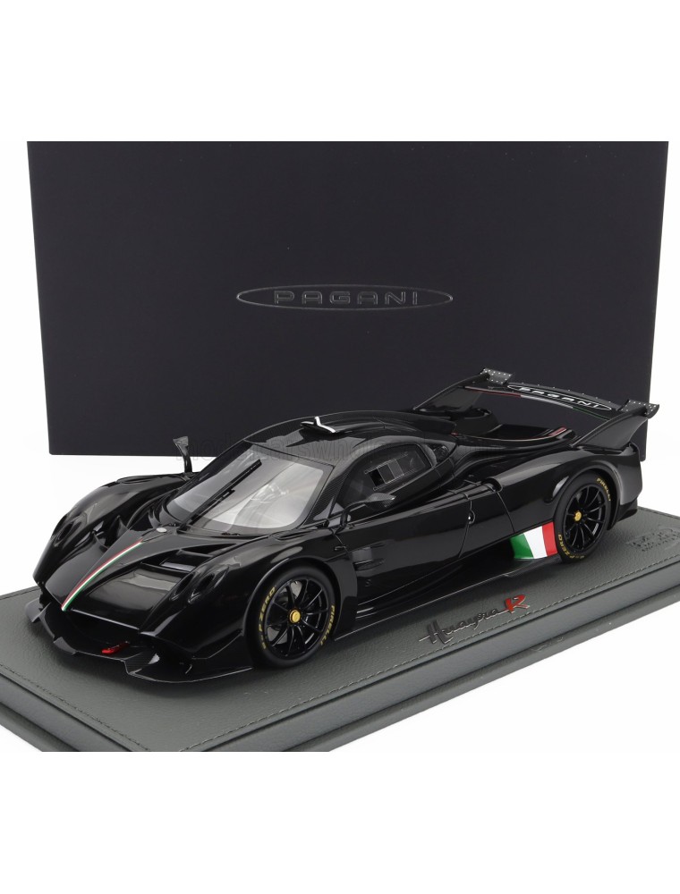 PAGANI - HUAYRA R 2021 - CON VETRINA - WITH SHOWCASE - NERO LUCIDO - BLACK - 1/18