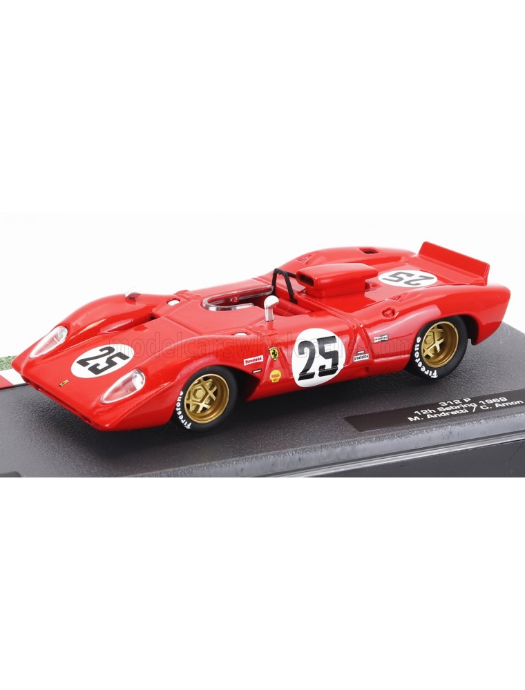 FERRARI - 312P 3.0L SPIDER TEAM SEFAC N 25 2nd 12h SEBRING 1969 MARIO ANDRETTI - CHRIS AMON - RED - 1/43