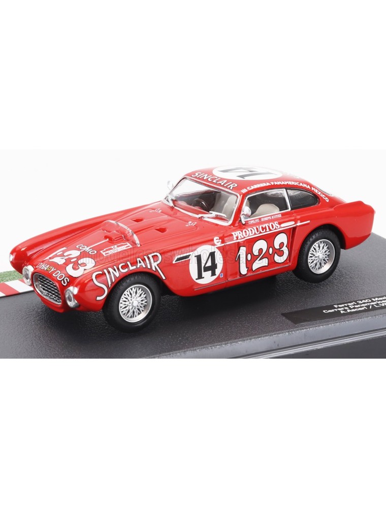 FERRARI - 340 MEXICO VIGNALE COUPE N 14 RALLY CARRERA PANAMERICANA MEXICO 1952 ALBERTO ASCARI - LUIGI VILLORESI - RED WHITE - 1/