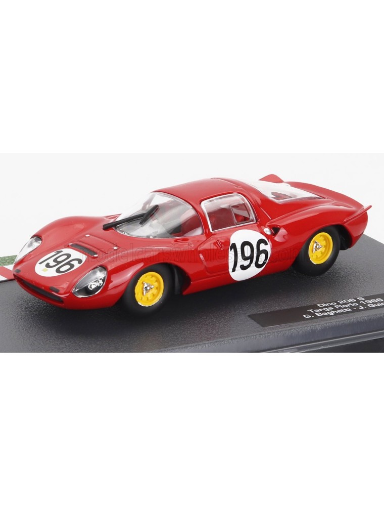 FERRARI - DINO 206S COUPE TEAM SEFAC N 196 2nd TARGA FLORIO 1966 GIANCARLO BAGHETTI - JEAN GUICHET - RED WHITE - 1/43