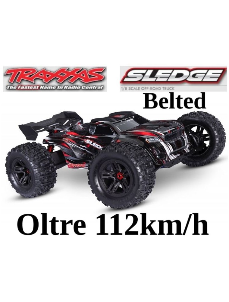 Traxxas - Traxxas Sledge rosso Truggy 1/8 Belted Brushless VXL-6s