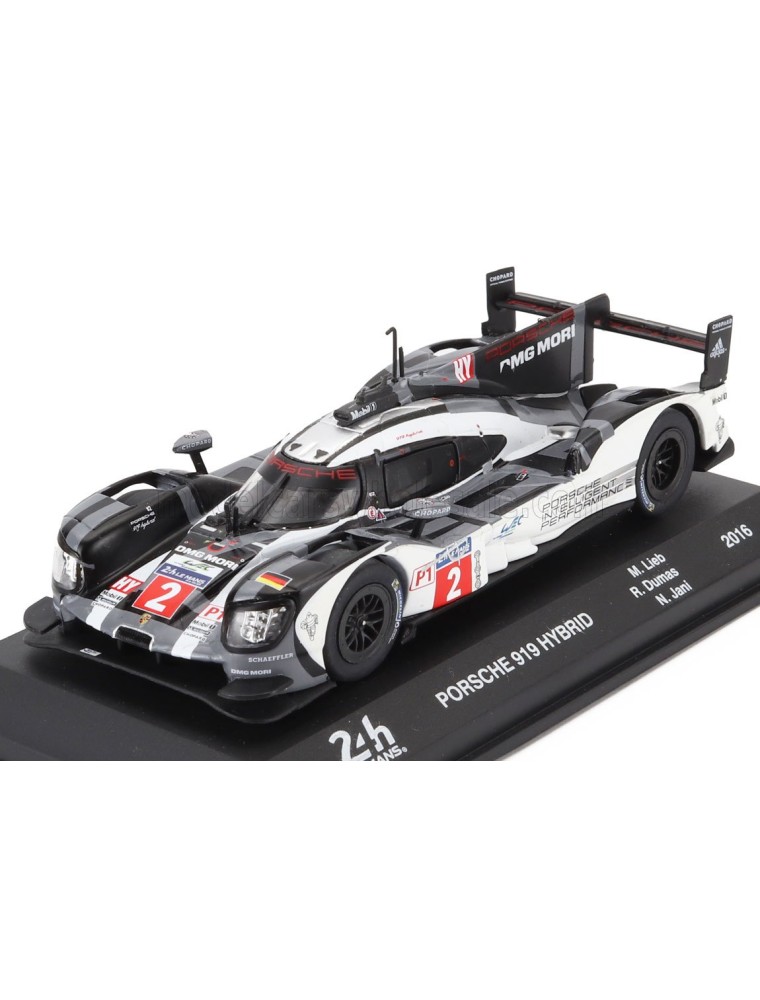 PORSCHE - 919 HYBRID 2.0L TURBO TEAM PORSCHE N 2 WINNER 24h LE MANS 2016 ROMAIN DUMAS - NEEL JANI - MARC LIEB - BLACK WHITE - 1/