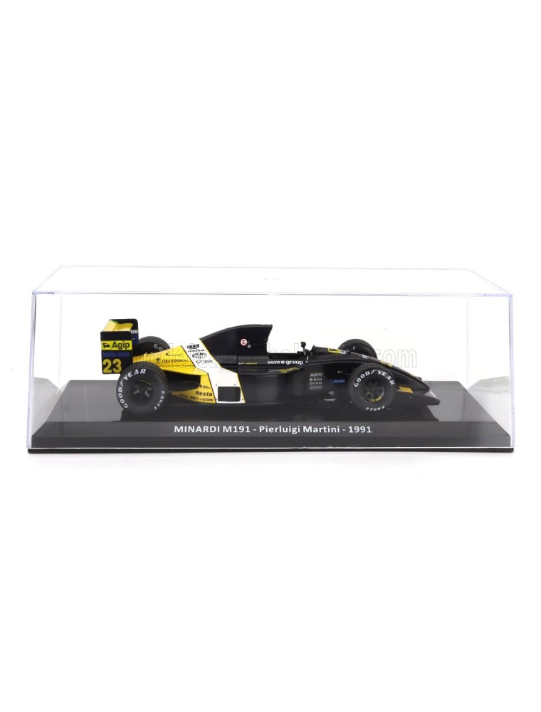 MINARDI - F1  M191 FORD N 23 SEASON 1991 PIERLUIGI MARTINI - CON VETRINA - WITH SHOWCASE - YELLOW BLACK WHITE - 1/24