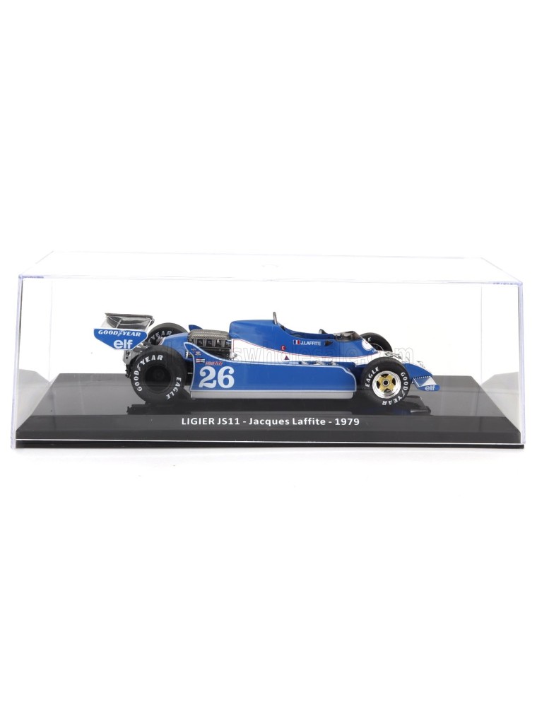 LIGIER - F1  JS11 N 26 SEASON 1979 JACQUES LAFFITE - CON VETRINA - WITH SHOWCASE - LIGHT BLUE WHITE - 1/24