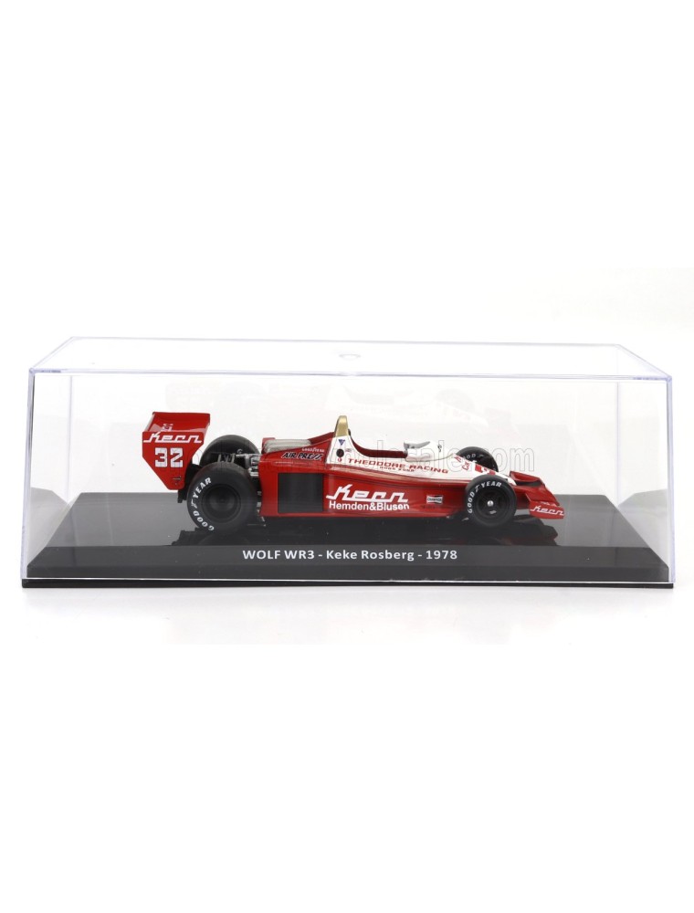 WILLIAMS - F1  WOLF WR3 N 32 SEASON 1978 KEKE ROSBERG - CON VETRINA - WITH SHOWCASE - RED WHITE - 1/24