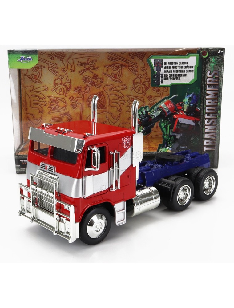 FREIGHTLINER - FLT86 TRACTOR TRUCK 3-ASSI 1986 - OPTIMUS PRIME TRANSFORMERS MOVIE - RED BLUE - 1/24