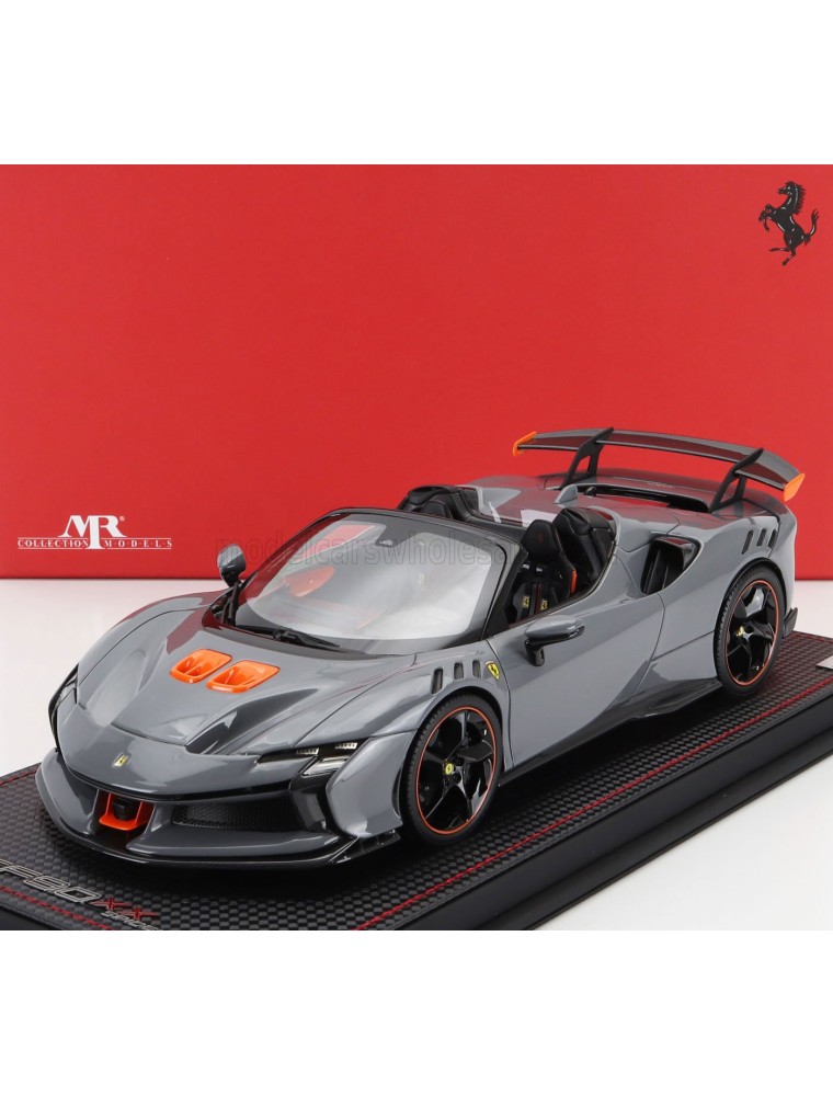 FERRARI - SF90 XX STRADALE SPIDER 2024 - CON VETRINA - WITH SHOWCASE - GRIGIO NARDO - GREY ORANGE BLACK - 1/18