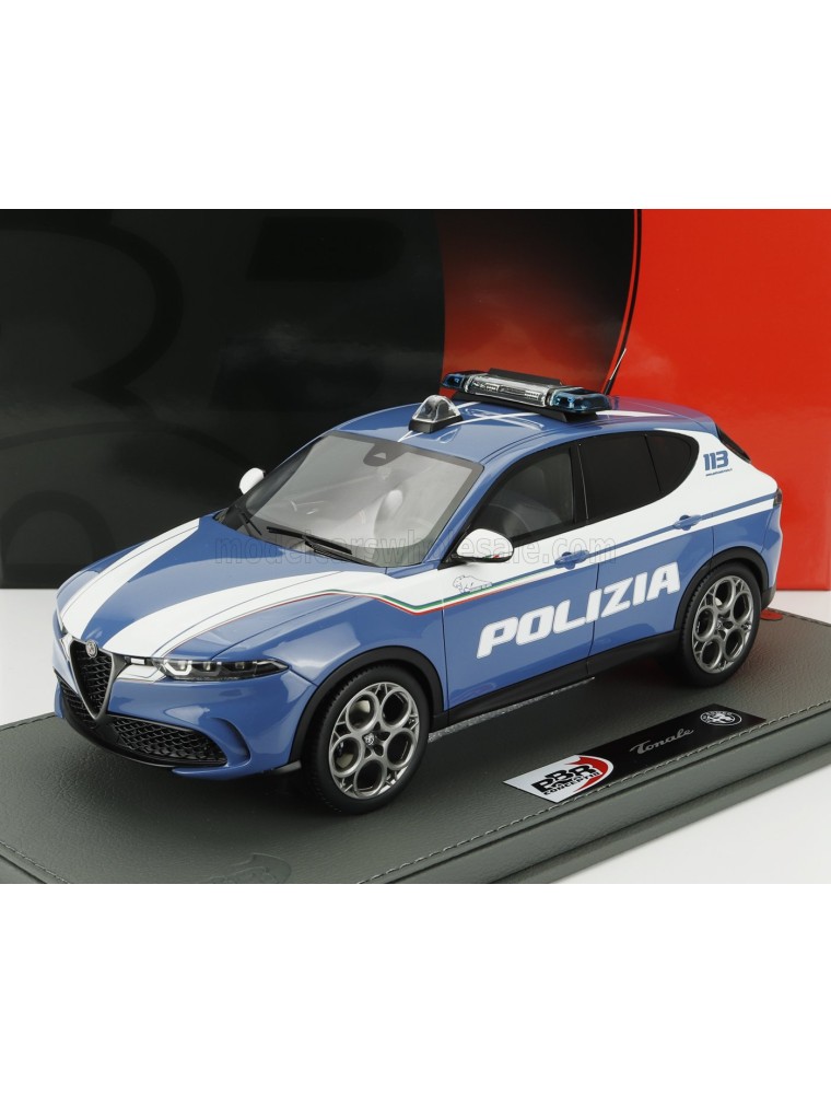 ALFA ROMEO - TONALE VELOCE POLIZIA 2023 - CON VETRINA - WITH SHOWCASE - BLUE WHITE - 1/18