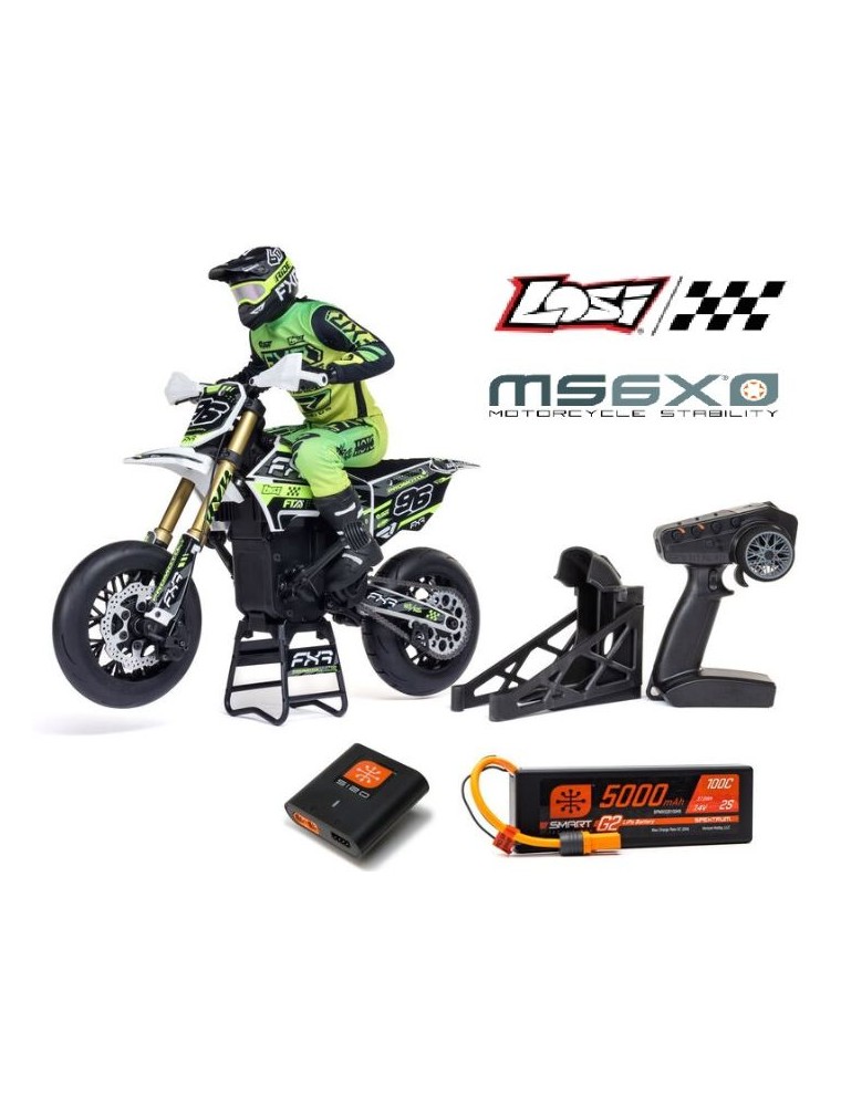 Losi - Supermoto gialla e verde con LiPo 1/4 Promoto-SM FXR