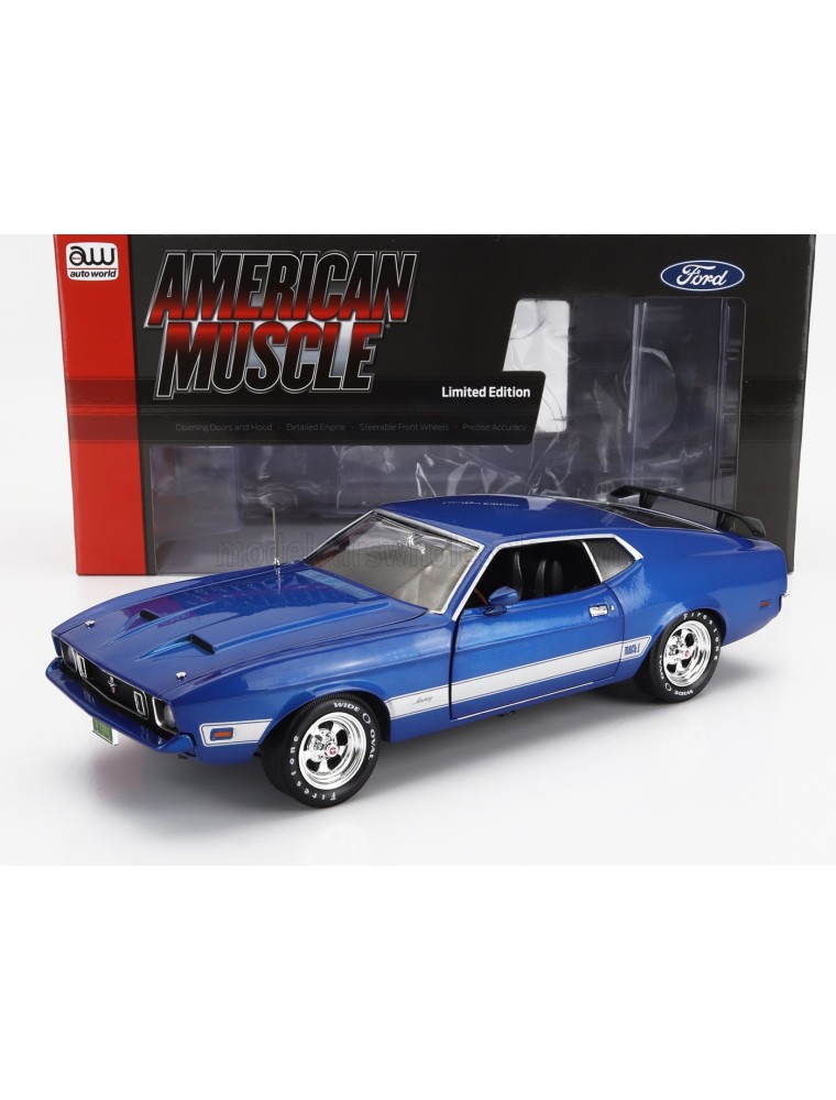 FORD USA - MUSTANG RUSHER MACH-1 1973 - BLUE MET - 1/18